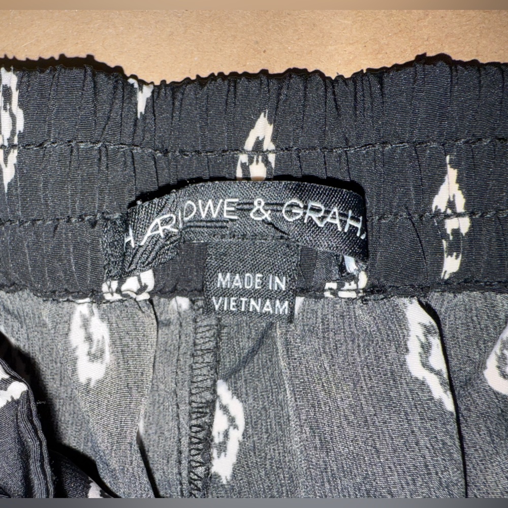 Cropped Black Patterned Drawstring Pants - image 7